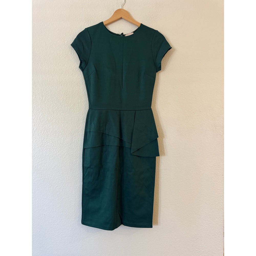 Love Ady Peplum Sheath Dress Cap Sleeve Workwear Size‎ XS Green Excellent